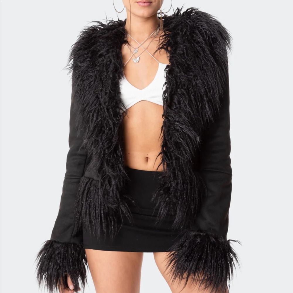 faux fur trim coat